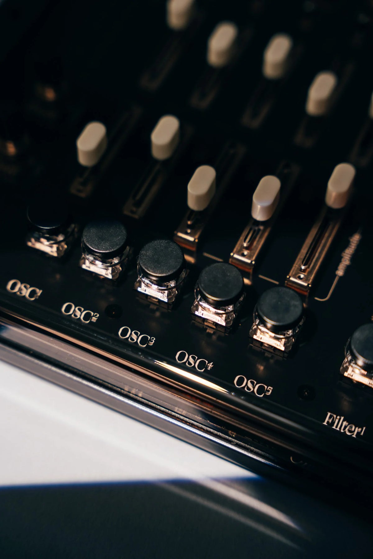 Close-up of ALT's oscillator keys and sliders