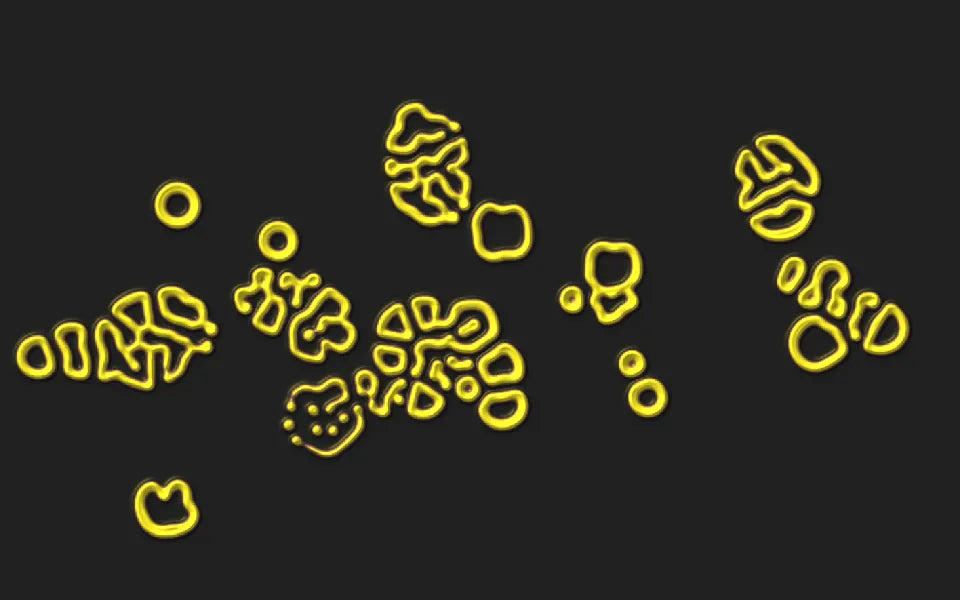 diffusion — gray–scott chemistry: notes inject catalyst into a living culture.